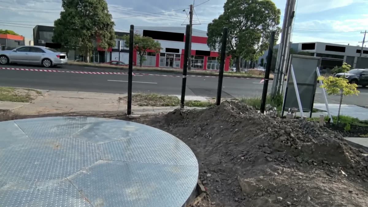 Outdoor circular platform beside unfinished ground works in Australia