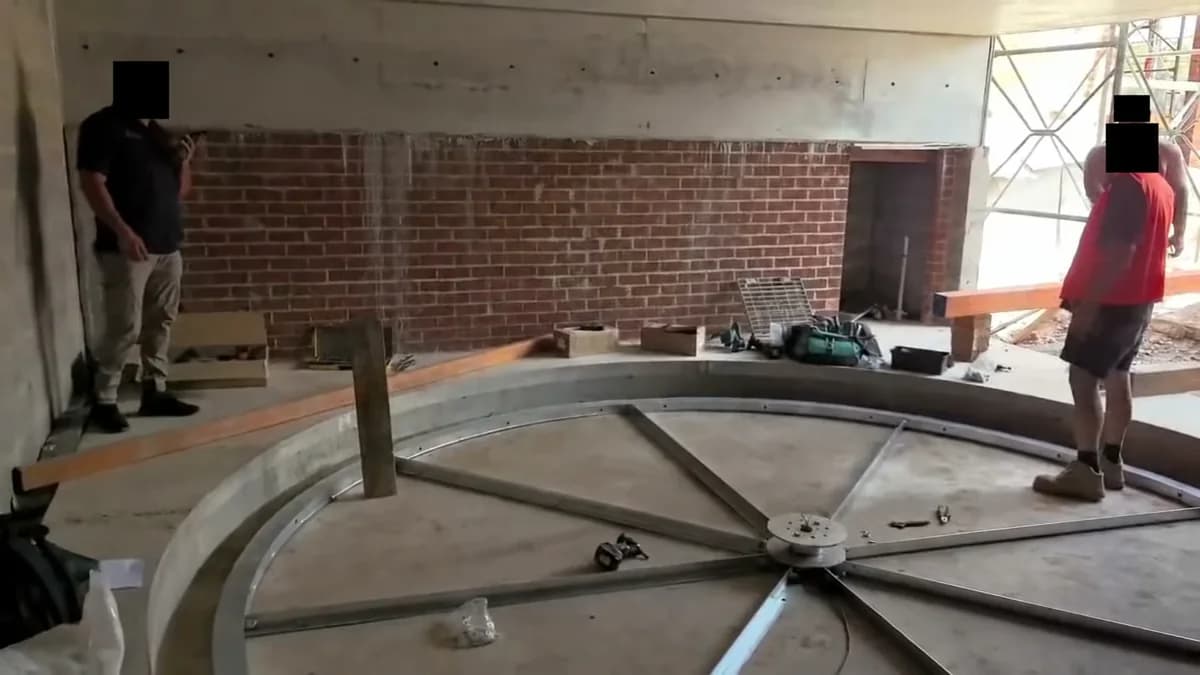Exposed circular frame during installation at a construction site in Saudi Arabia