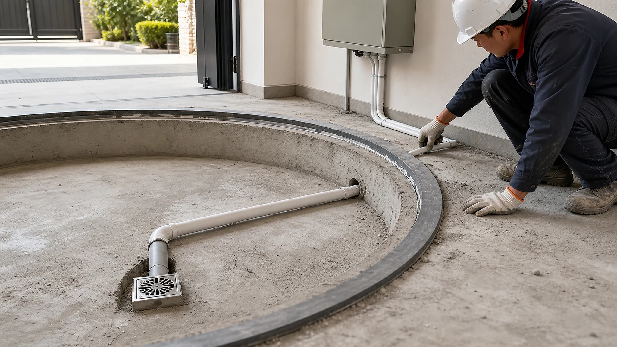 CTA pit-mounted turntable PVC conduit and drainage planning reference