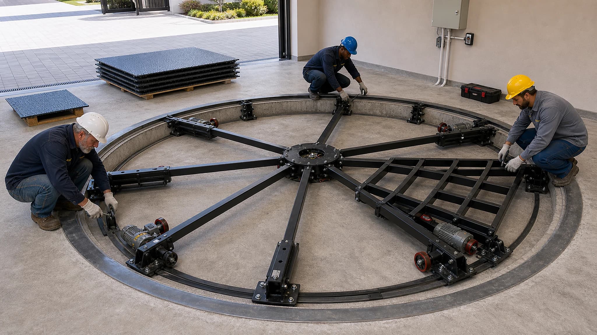 CTA pit-mounted turntable frame positioning during installation reference