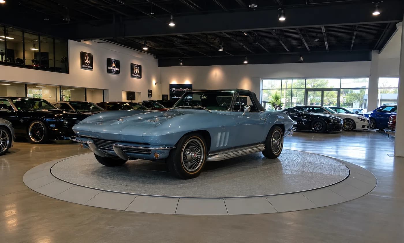 U.S. customer showroom car turntable installation for vehicle display
